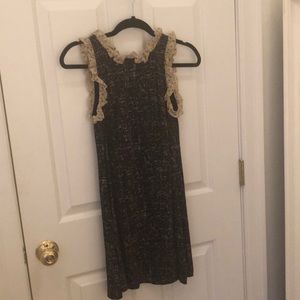 Mini black and cream silk print-dress